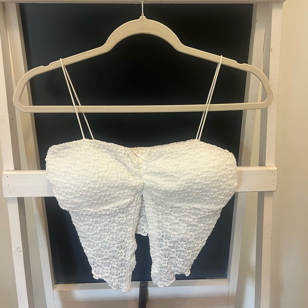 White Smocked Crop Top